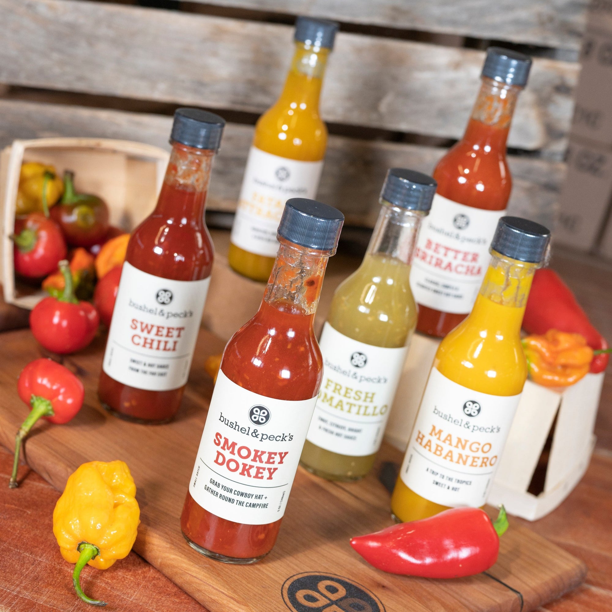 B&P Cafe Classics- Hot Sauce Rainbow Six Pack - Small Batch Handmade Hot Sauces
