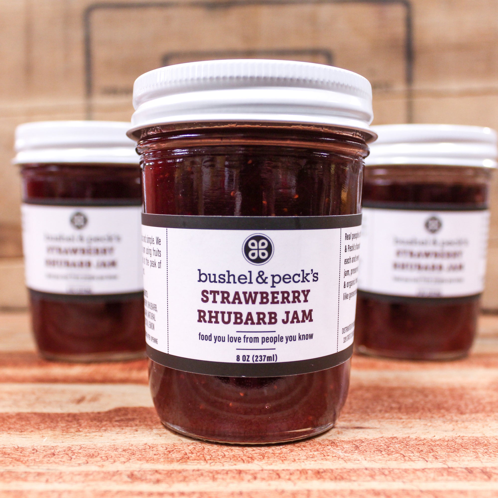 Small Batch Handmade Strawberry Rhubarb Jam - Set of Three