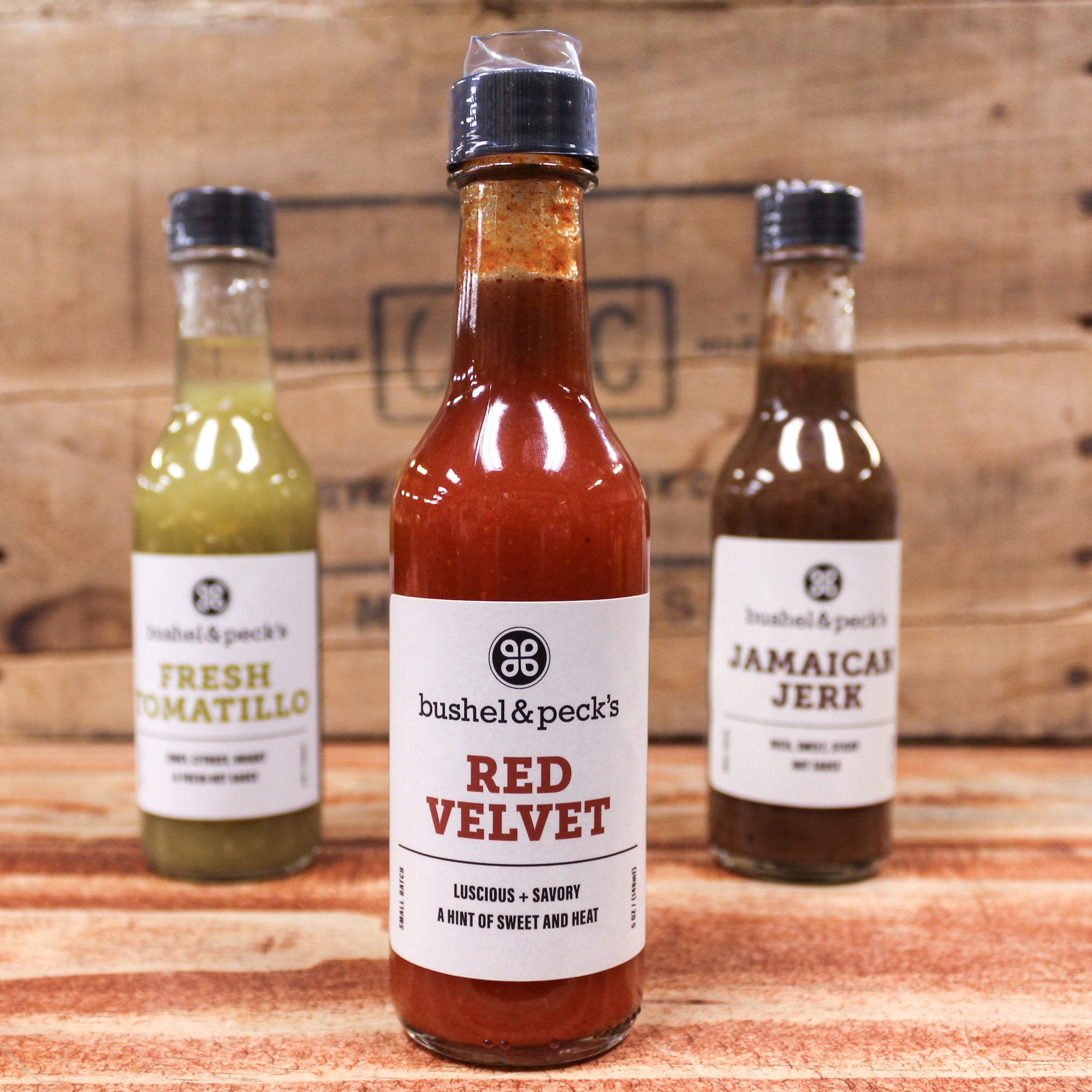 B&P Griller's Hot Sauce Trio - Small Batch Handmade Hot Sauce Gift Box Red Velvet, Jamaican Jerk, Fresh Tomatillo