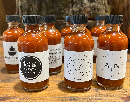 50 Custom Hot Sauce Wedding or Event Favors: B&P Cherry Bomb