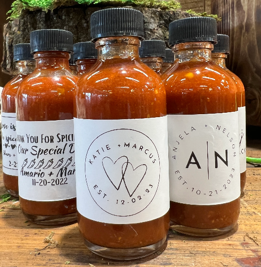 50 Custom Hot Sauce Wedding or Event Favors: B&P Cherry Bomb