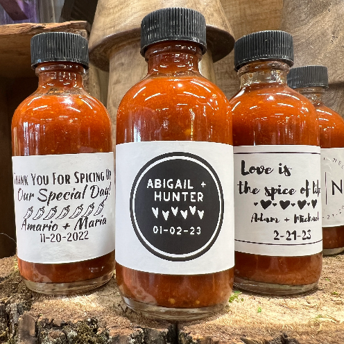 50 Custom Hot Sauce Wedding or Event Favors: B&P Cherry Bomb