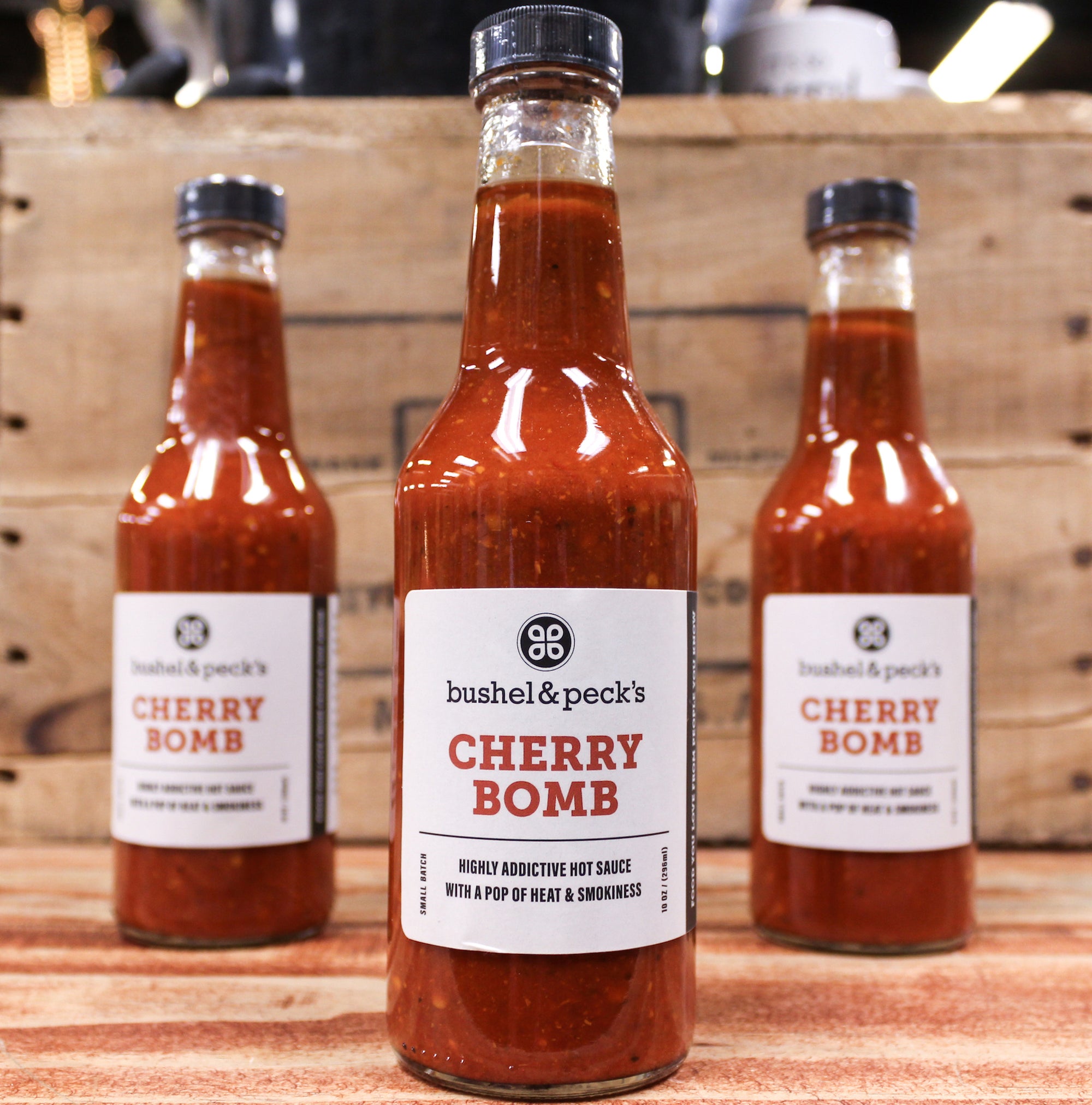 Now In Big Bottles! 10 ounce Cherry Bomb Hot Sauce Trio - Our Best Seller
