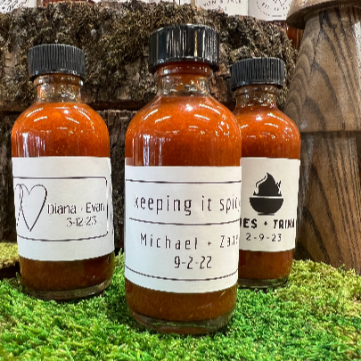 100 Custom Hot Sauce Wedding or Event Favors: B&P Cherry Bomb